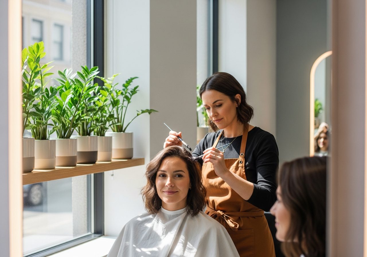 Application de coloration sans ammoniaque en salon professionnel